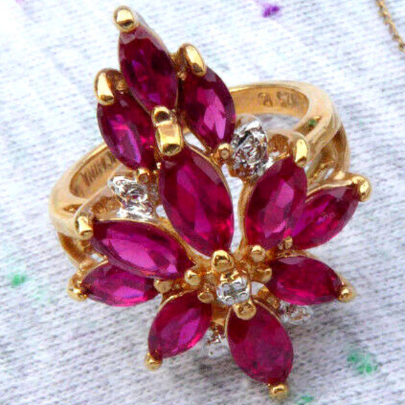 QVC Jewelry - QVC 925 gold over sterling silver chunky ring ruby